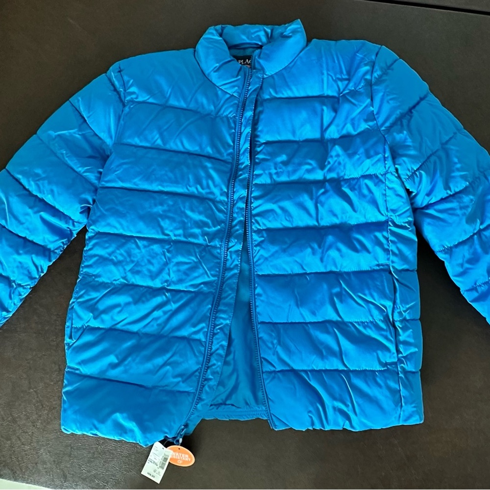 The Children Place Boys Puffer Jacket - Toucan Feather Blue. Size XXL